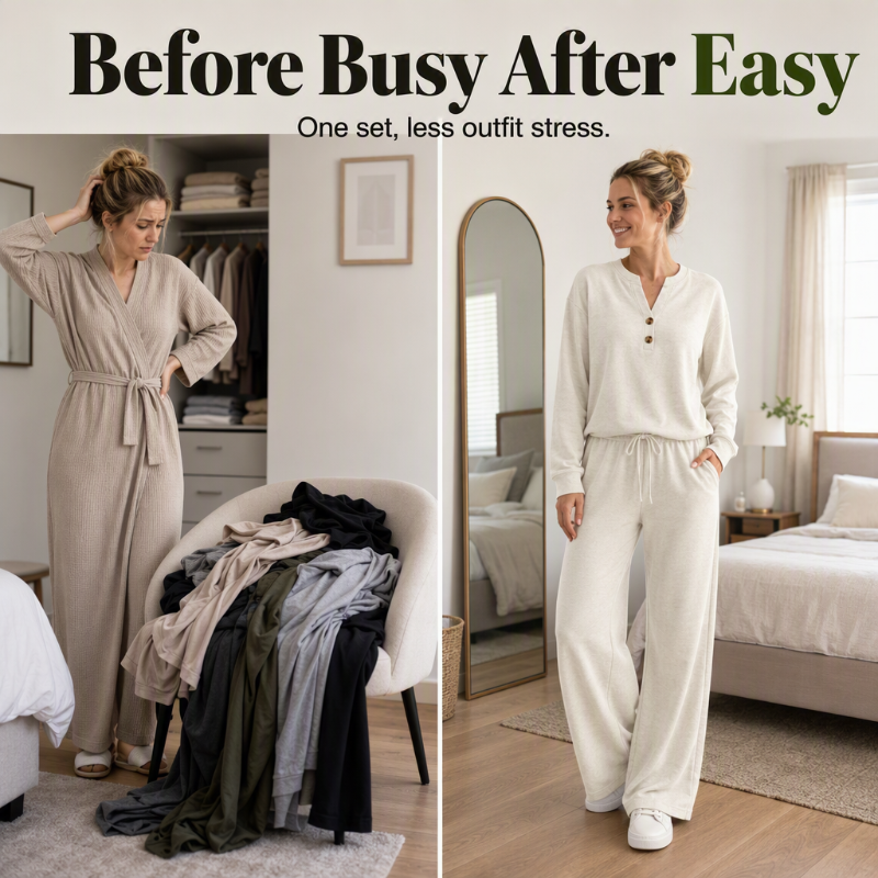 🍁 Women's Effortless Top & Wide-Leg Pants Set | Easy Matching & Everyday Comfort ✨