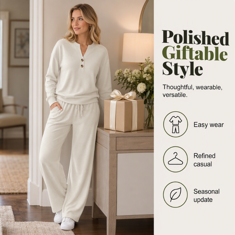 🍁 Women's Effortless Top & Wide-Leg Pants Set | Easy Matching & Everyday Comfort ✨