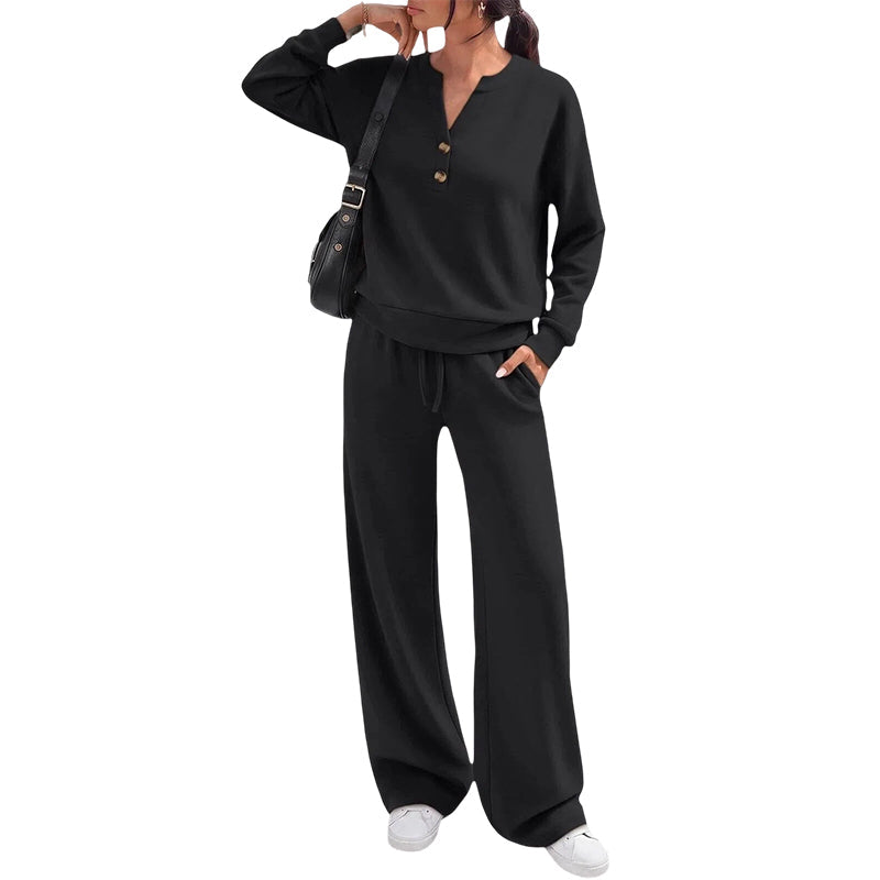 🍁 Women's Effortless Top & Wide-Leg Pants Set | Easy Matching & Everyday Comfort ✨