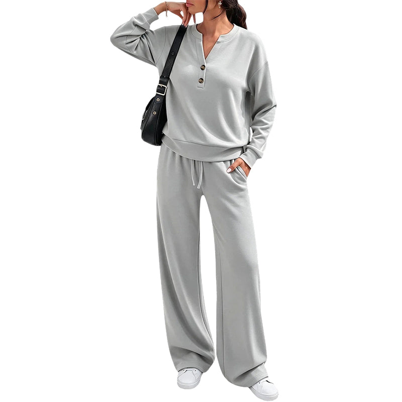 🍁 Women's Effortless Top & Wide-Leg Pants Set | Easy Matching & Everyday Comfort ✨