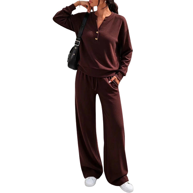 🍁 Women's Effortless Top & Wide-Leg Pants Set | Easy Matching & Everyday Comfort ✨