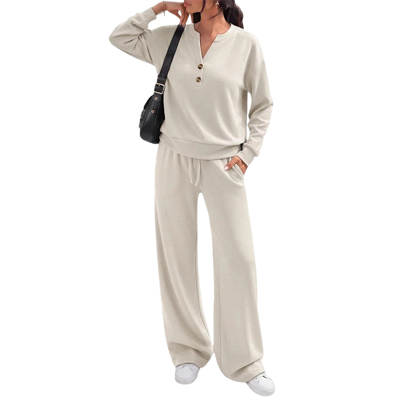 🍁 Women's Effortless Top & Wide-Leg Pants Set | Easy Matching & Everyday Comfort ✨