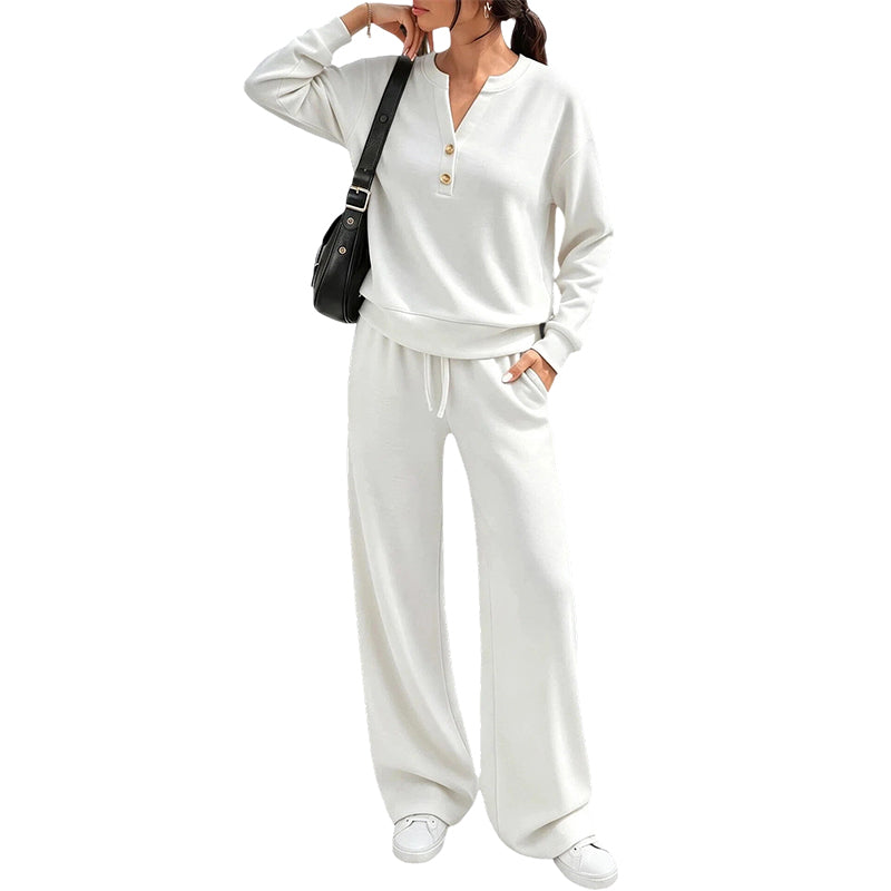 🍁 Women's Effortless Top & Wide-Leg Pants Set | Easy Matching & Everyday Comfort ✨