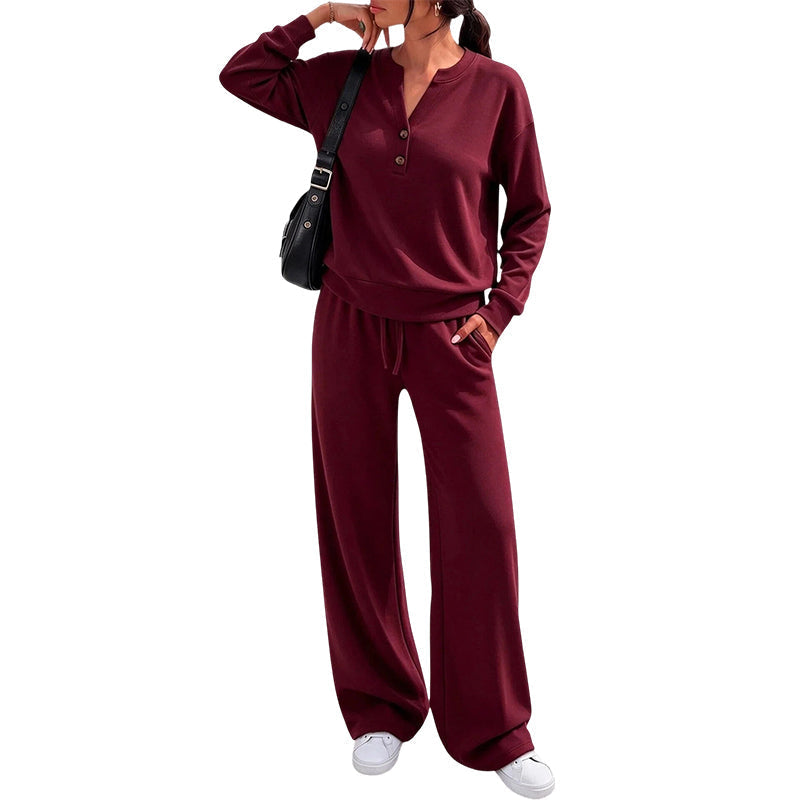 🍁 Women's Effortless Top & Wide-Leg Pants Set | Easy Matching & Everyday Comfort ✨