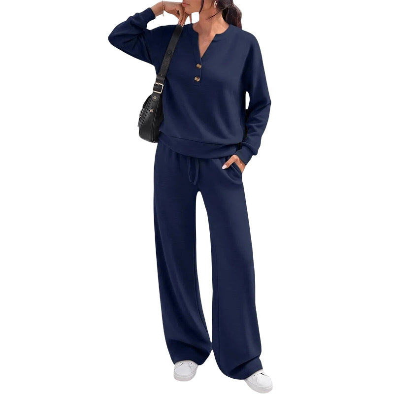 🍁 Women's Effortless Top & Wide-Leg Pants Set | Easy Matching & Everyday Comfort ✨