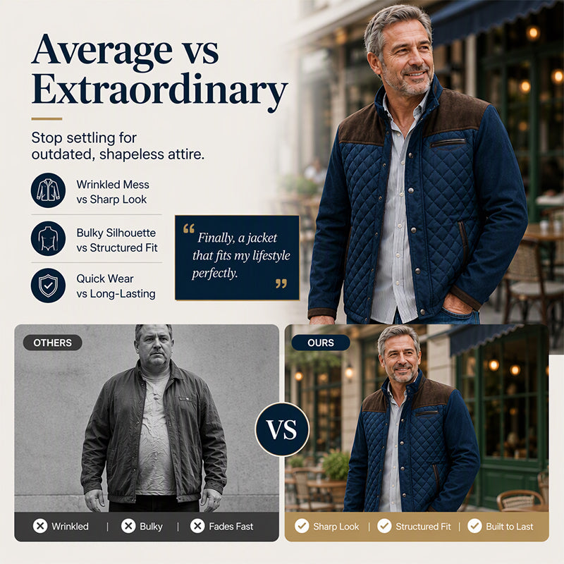 🍂🏡 Men's Casual Stand Collar Warm Quilted Jacket | Cozy Warmth & Easy Everyday Style ✨