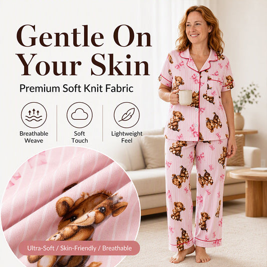🐮 Women's Highland Cow Print 3-Piece Pajama Set | Cozy Comfort & Easy Lounging ✨