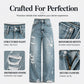 Women's Chic Distressed Denim Wide-Leg Pants