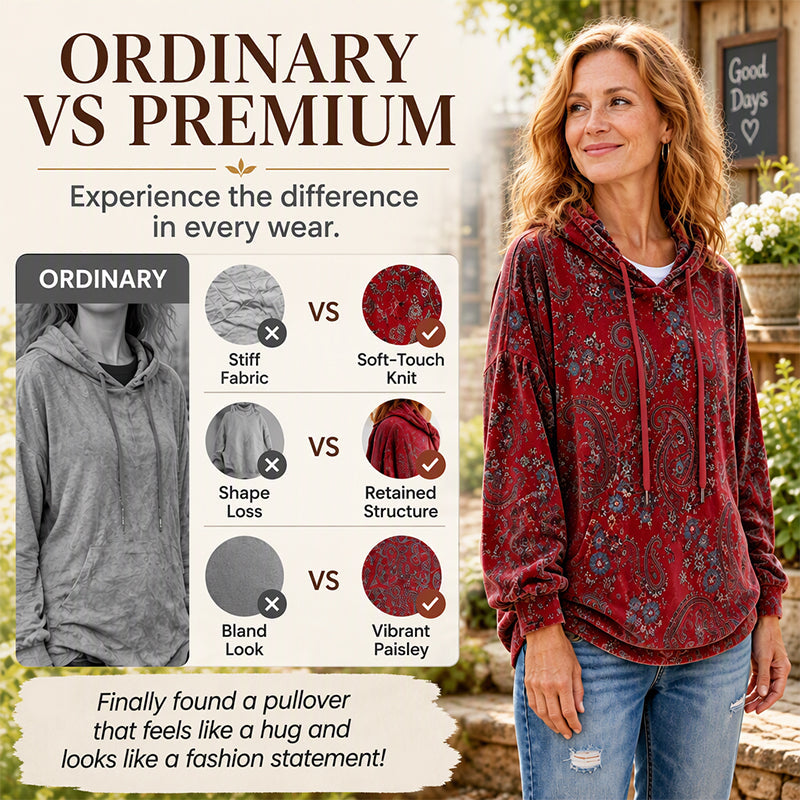 Women's Paisley Print Drawstring Hoodie