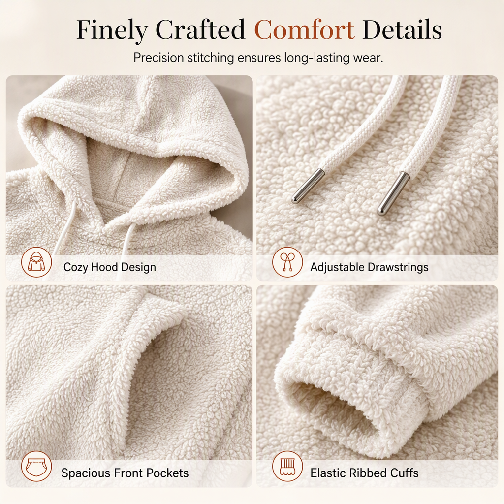 Women's Casual Fuzzy Fleece Pullover Hoodie Dress