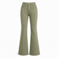 🖤Black Friday Sale:50% OFF🖤 Women's Olive Green High-Waisted Multi-Button Flare Jeans with Vertical Front Seams