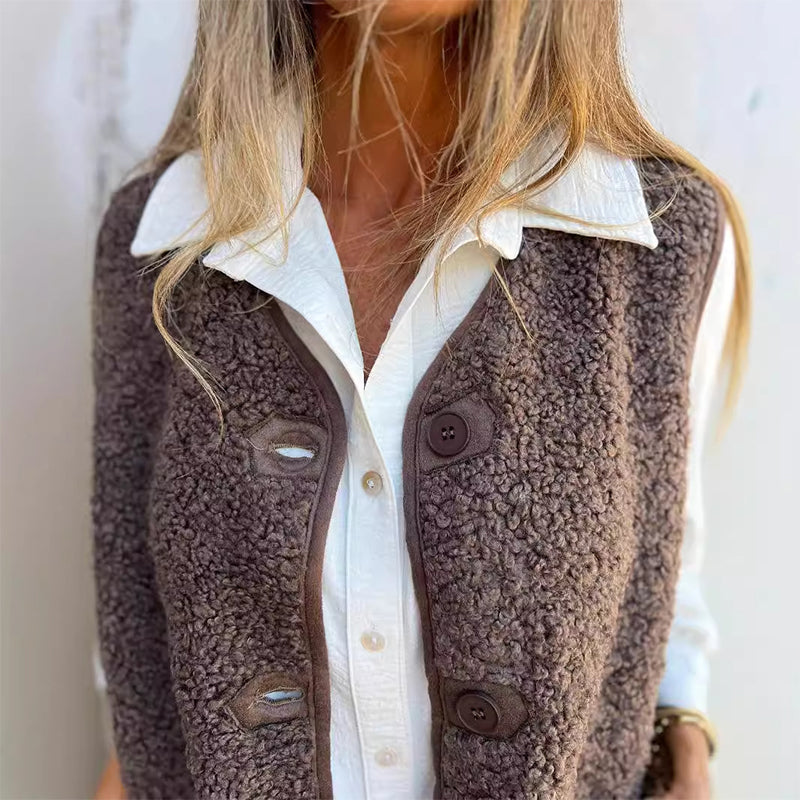 🍂 Women's Fall Button-Down Short Vest | Warm & Cosy – Perfect Layering Piece ✨