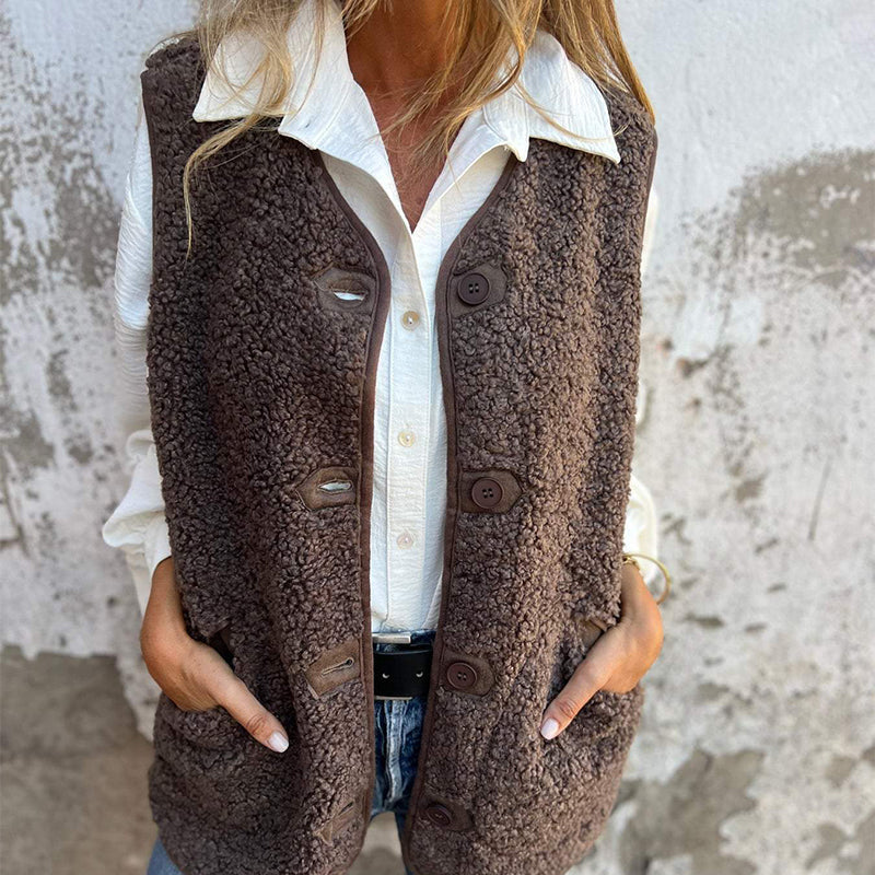 🍂 Women's Fall Button-Down Short Vest | Warm & Cosy – Perfect Layering Piece ✨