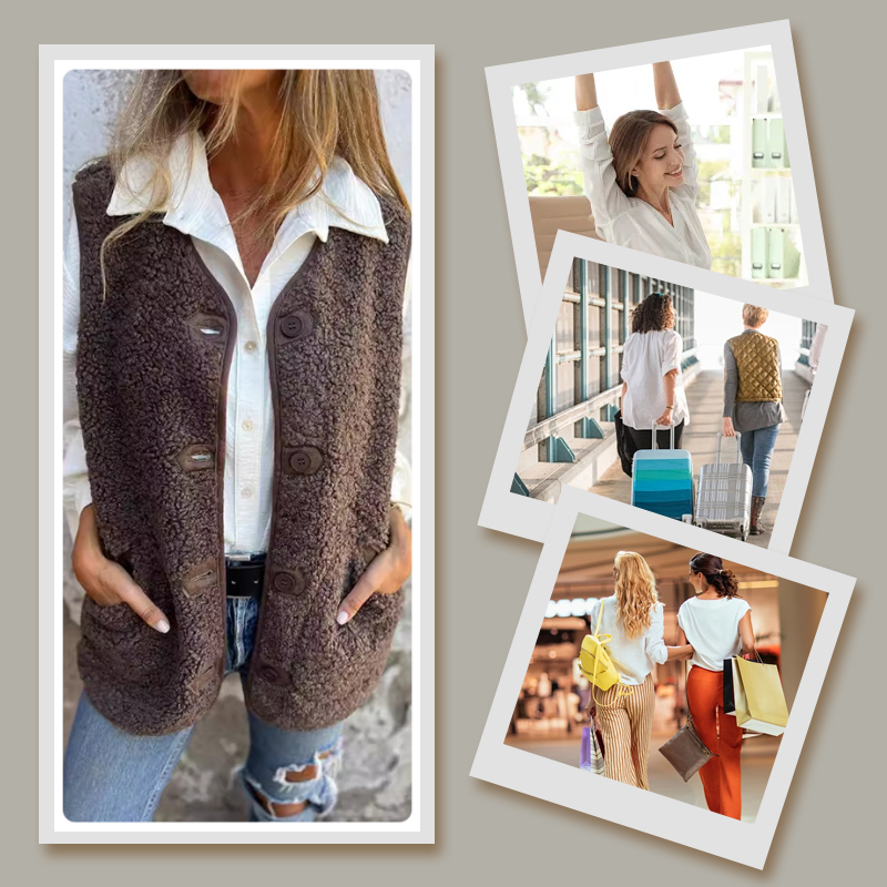 🍂 Women's Fall Button-Down Short Vest | Warm & Cosy – Perfect Layering Piece ✨