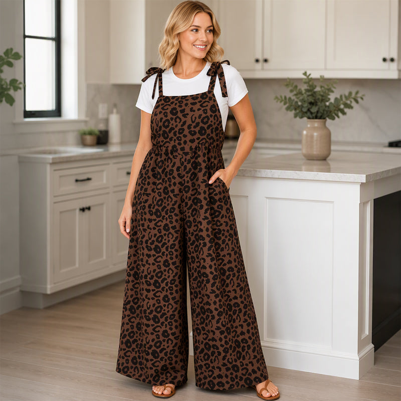 🐆 Women's Leopard Print Wide-Leg Jumpsuit | Bold Print & Relaxed Fit – Statement One-Piece for Any Occasion ✨