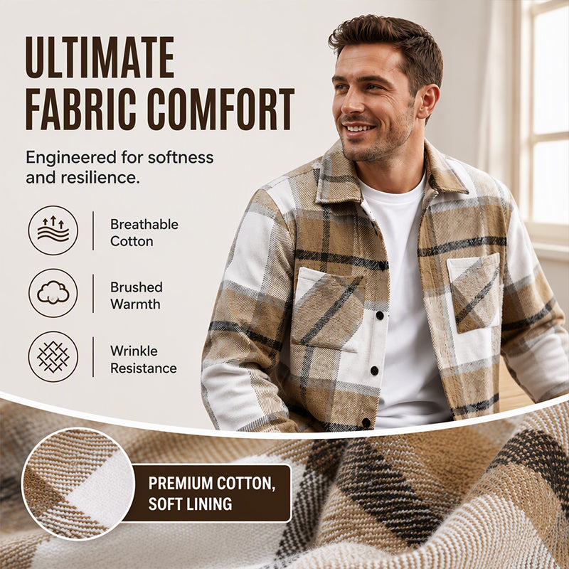 🧥 Men's Casual Flannel Plaid Shirt Jacket | Cosy Layering Essential – Versatile Style for Autumn Days ✨