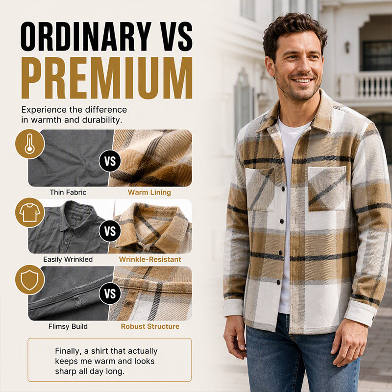 🧥 Men's Casual Flannel Plaid Shirt Jacket | Cosy Layering Essential – Versatile Style for Autumn Days ✨