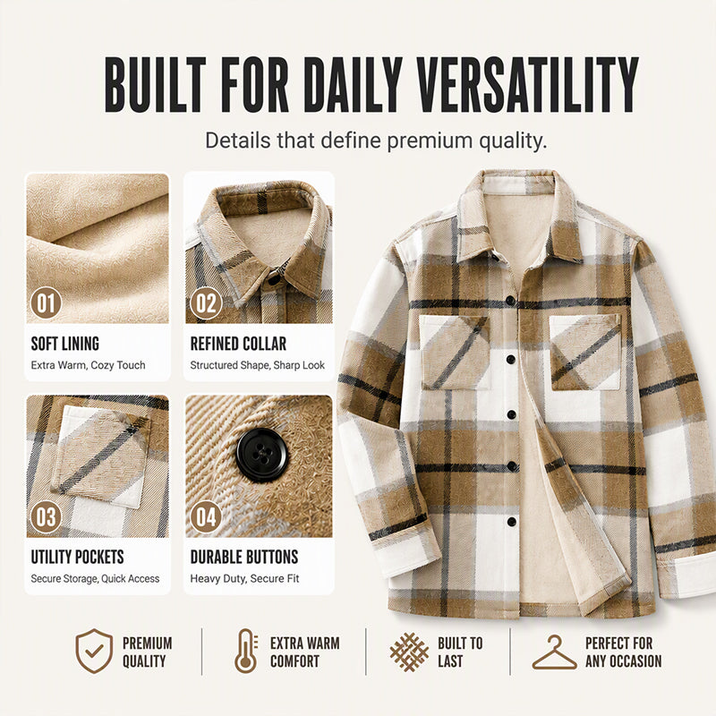 🧥 Men's Casual Flannel Plaid Shirt Jacket | Cosy Layering Essential – Versatile Style for Autumn Days ✨