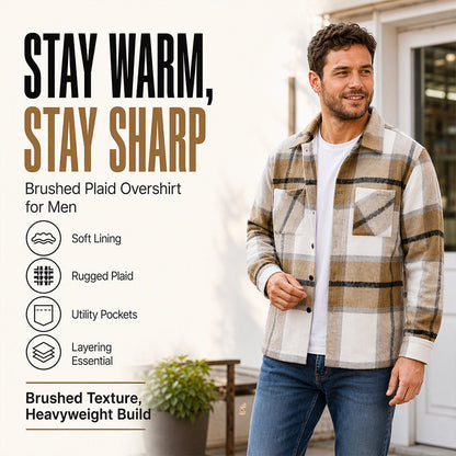 🧥 Men's Casual Flannel Plaid Shirt Jacket | Cosy Layering Essential – Versatile Style for Autumn Days ✨