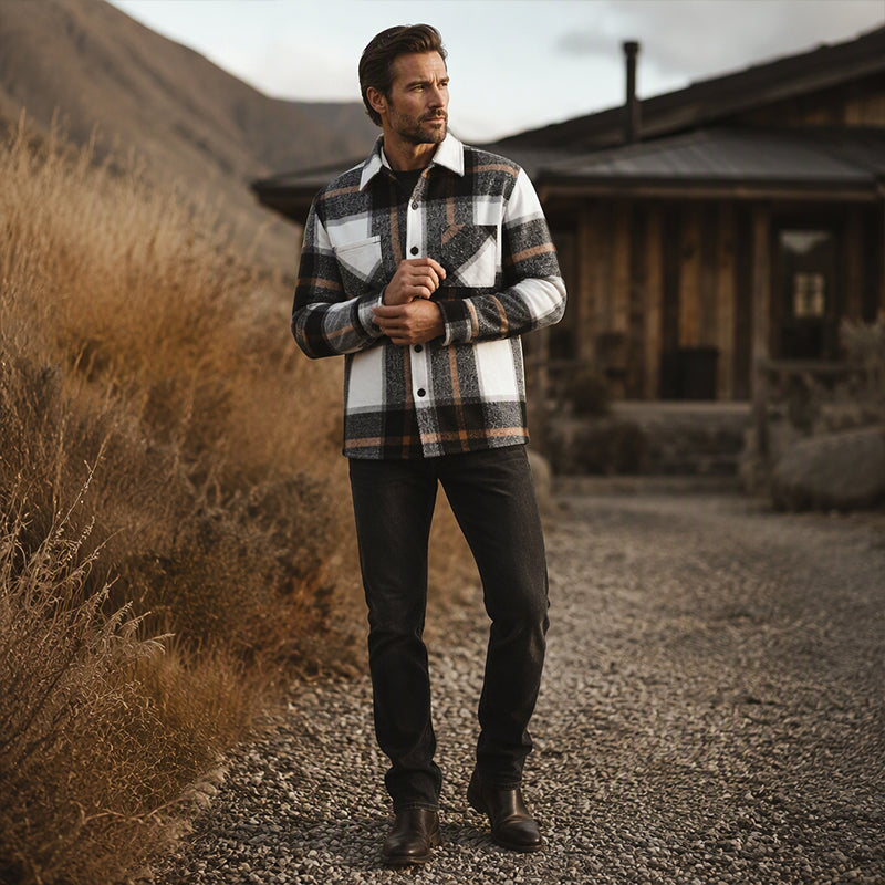 🧥 Men's Casual Flannel Plaid Shirt Jacket | Cosy Layering Essential – Versatile Style for Autumn Days ✨