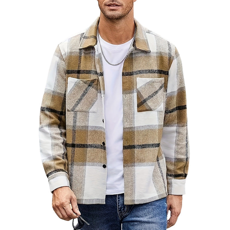 🧥 Men's Casual Flannel Plaid Shirt Jacket | Cosy Layering Essential – Versatile Style for Autumn Days ✨