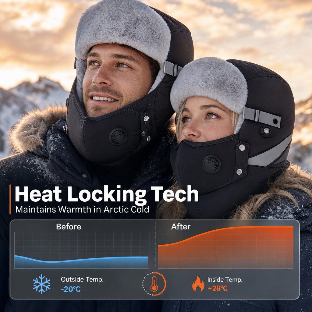 🌨️🧣 Windproof Thermal Trapper Hat | Built-in Face Mask – Full Warmth for Extreme Cold ✨