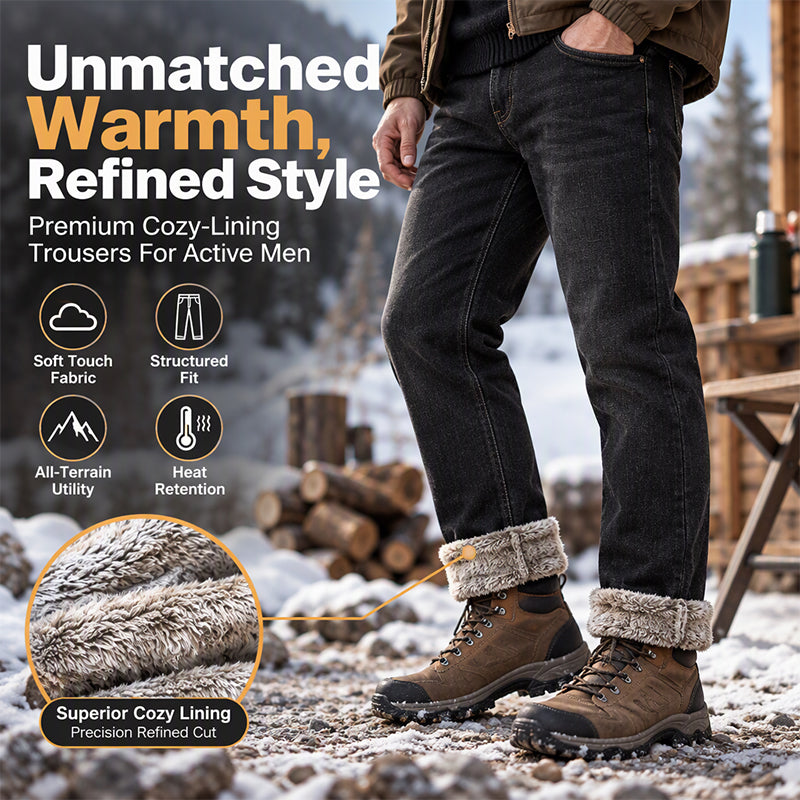 👖 Men's Thick Plush-Lined Stretch Jeans | Warm & Flexible – No Bulk, All-Day Comfort ✨