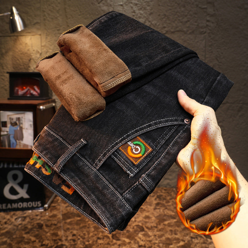 👖 Men's Thick Plush-Lined Stretch Jeans | Warm & Flexible – No Bulk, All-Day Comfort ✨