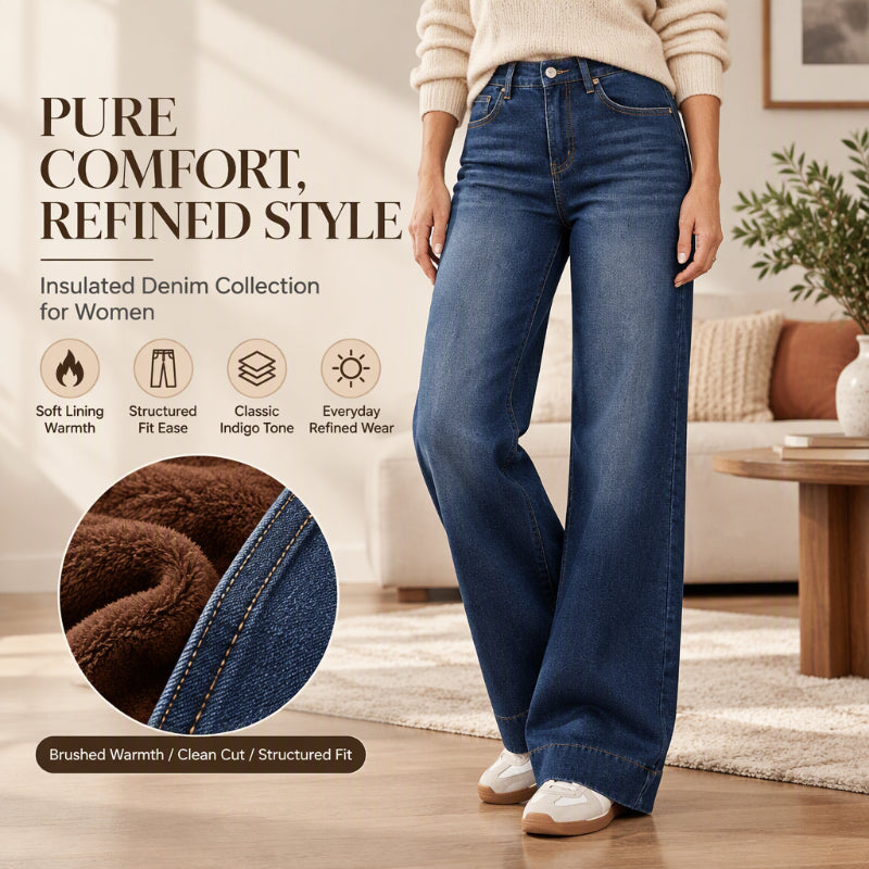 🔥 Women's High Waist Thermal Wide-Leg Jeans | Warm & Slimming – Cozy Fit for Cold Days ✨