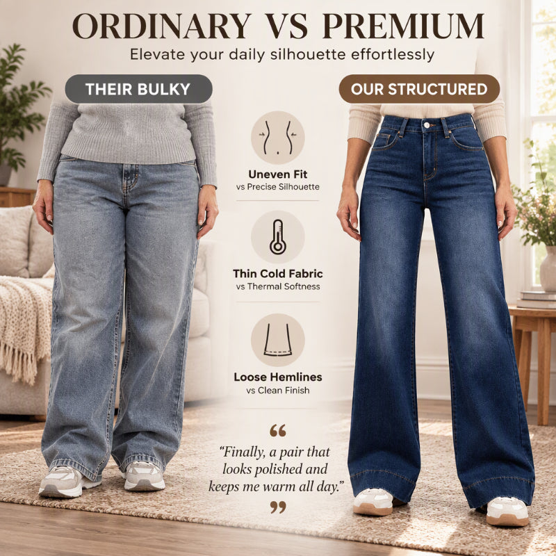 🔥 Women's High Waist Thermal Wide-Leg Jeans | Warm & Slimming – Cozy Fit for Cold Days ✨