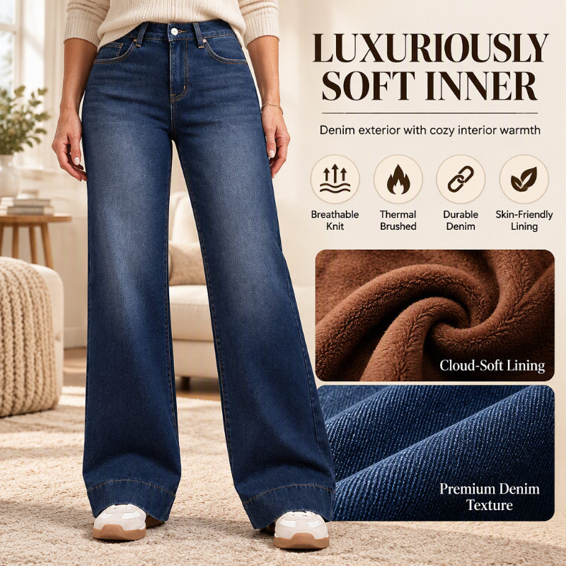 🔥 Women's High Waist Thermal Wide-Leg Jeans | Warm & Slimming – Cozy Fit for Cold Days ✨