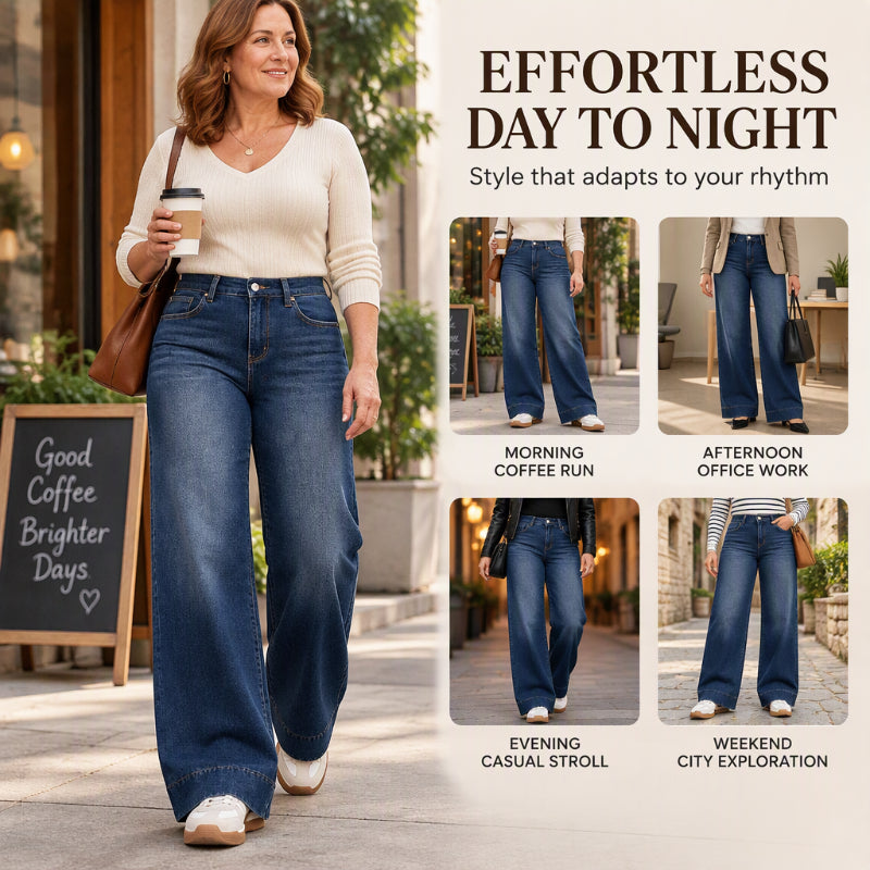 🔥 Women's High Waist Thermal Wide-Leg Jeans | Warm & Slimming – Cozy Fit for Cold Days ✨