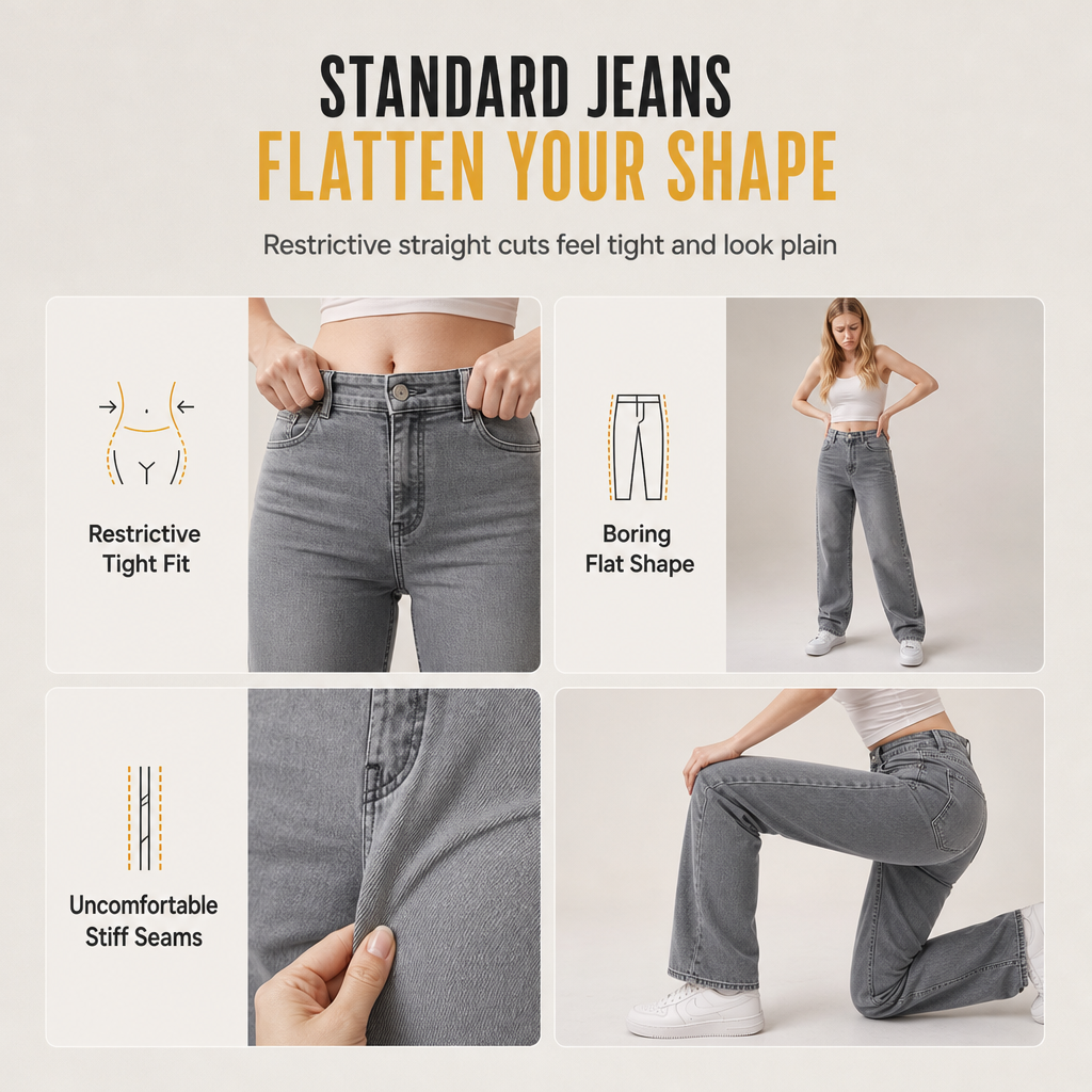 👖 Women's Retro High Waisted Curved Leg Jeans | Vintage Vibe, Figure-Flattering – Effortless Chic for Everyday ✨