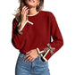 🎀 Women's Crewneck Sweater with Leopard Bow Cuffs | Playful Detail, Cozy Fit – Chic Everyday Knit ✨