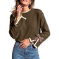 🎀 Women's Crewneck Sweater with Leopard Bow Cuffs | Playful Detail, Cozy Fit – Chic Everyday Knit ✨