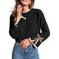 🎀 Women's Crewneck Sweater with Leopard Bow Cuffs | Playful Detail, Cozy Fit – Chic Everyday Knit ✨