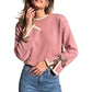 🎀 Women's Crewneck Sweater with Leopard Bow Cuffs | Playful Detail, Cozy Fit – Chic Everyday Knit ✨
