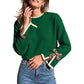 🎀 Women's Crewneck Sweater with Leopard Bow Cuffs | Playful Detail, Cozy Fit – Chic Everyday Knit ✨