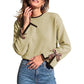 🎀 Women's Crewneck Sweater with Leopard Bow Cuffs | Playful Detail, Cozy Fit – Chic Everyday Knit ✨