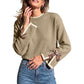 🎀 Women's Crewneck Sweater with Leopard Bow Cuffs | Playful Detail, Cozy Fit – Chic Everyday Knit ✨