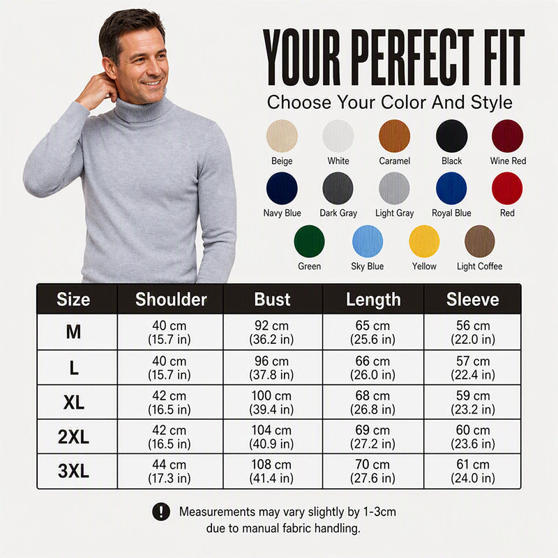 ❄️🌬️ Men's Classic Slim Fit Turtleneck | Sharp Silhouette, Cozy Warmth – Effortless Layering Essential ✨