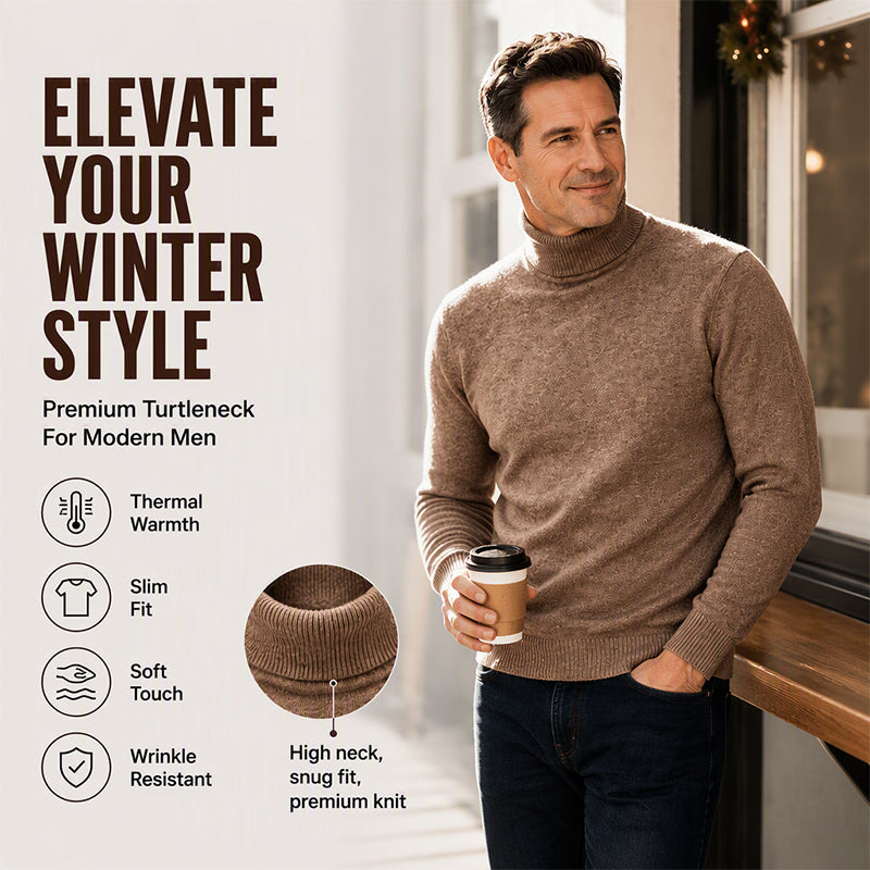 ❄️🌬️ Men's Classic Slim Fit Turtleneck | Sharp Silhouette, Cozy Warmth – Effortless Layering Essential ✨