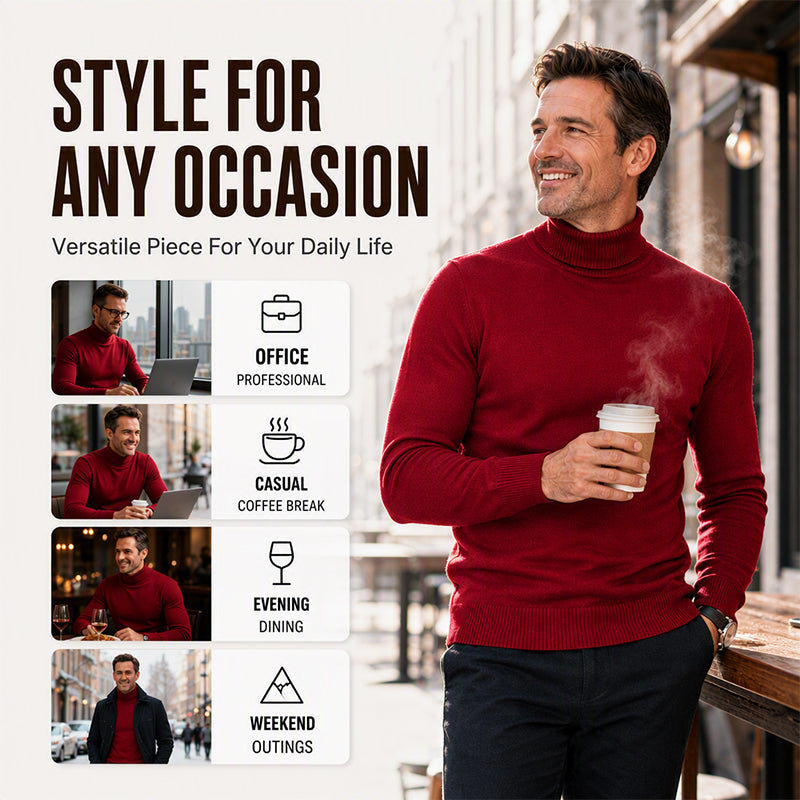 ❄️🌬️ Men's Classic Slim Fit Turtleneck | Sharp Silhouette, Cozy Warmth – Effortless Layering Essential ✨