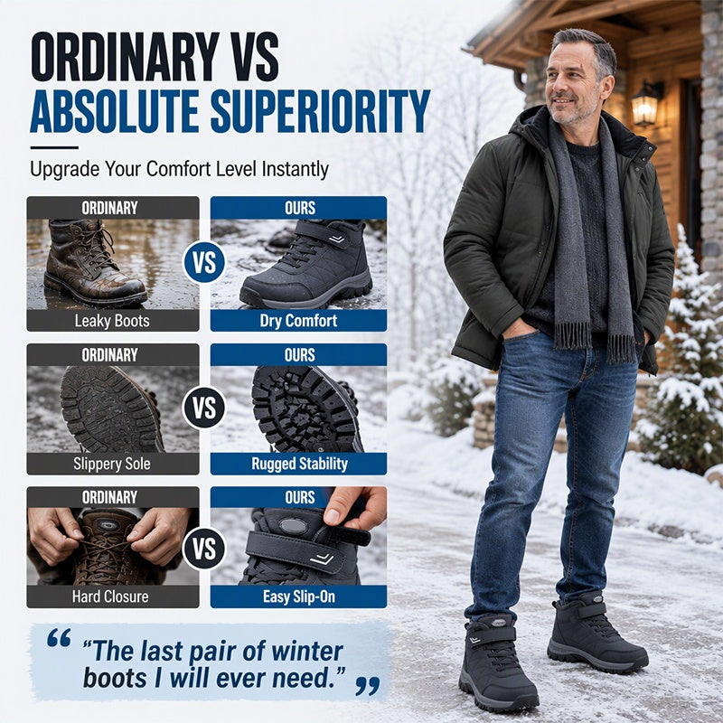❄️ Men's Winter Plush-Lined Snow Boots | Thick Warmth, All-Day Comfort – Stay Dry & Cozy in Cold Weather ✨