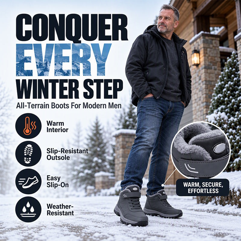 ❄️ Men's Winter Plush-Lined Snow Boots | Thick Warmth, All-Day Comfort – Stay Dry & Cozy in Cold Weather ✨