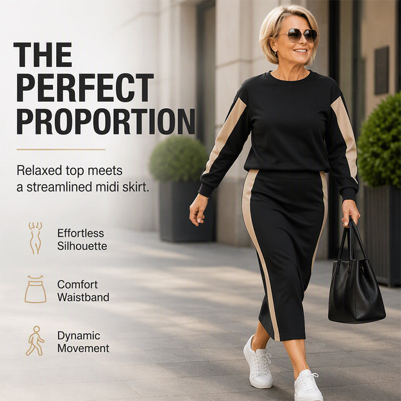 👗 Women's Knit Two-Piece Sweatshirt & Midi Skirt Set | Cozy & Coordinated – Effortless Chic for Everyday ✨
