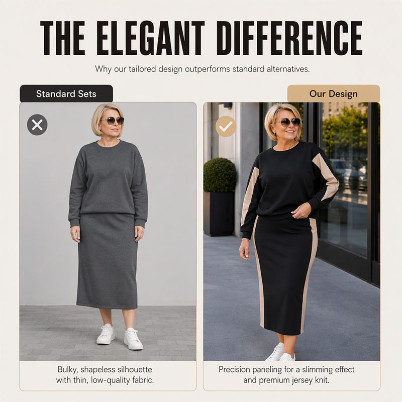 👗 Women's Knit Two-Piece Sweatshirt & Midi Skirt Set | Cozy & Coordinated – Effortless Chic for Everyday ✨