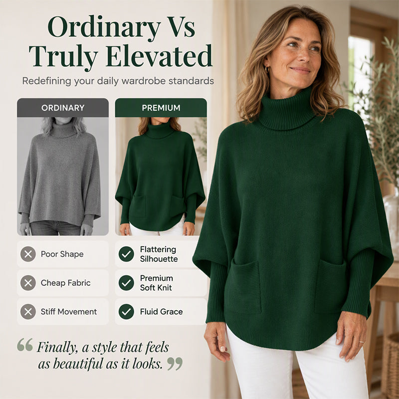 ❄️🧶 Women's Turtleneck Batwing Sleeve Sweater | Cozy Warmth, Flattering Drape – Chic & Comfy for Cold Days ✨