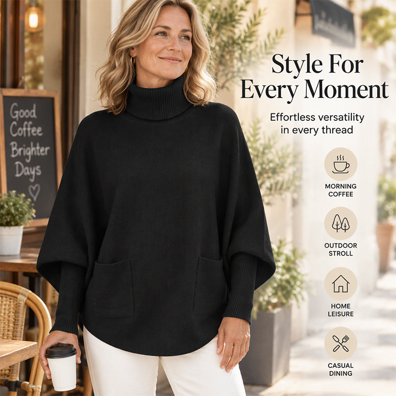❄️🧶 Women's Turtleneck Batwing Sleeve Sweater | Cozy Warmth, Flattering Drape – Chic & Comfy for Cold Days ✨