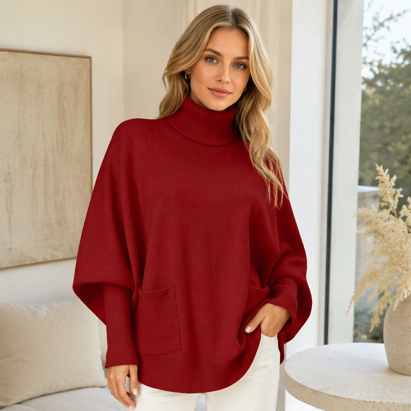 ❄️🧶 Women's Turtleneck Batwing Sleeve Sweater | Cozy Warmth, Flattering Drape – Chic & Comfy for Cold Days ✨
